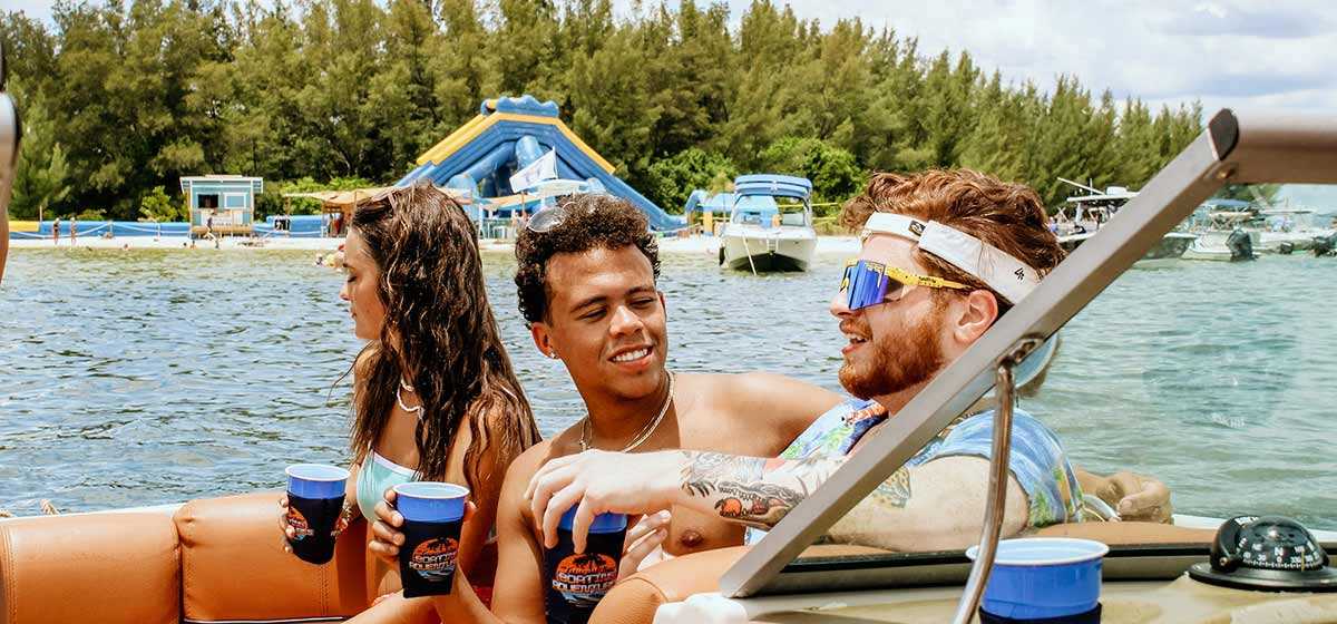 Party boat off Beer Can Island in Tampa Bay, FL.